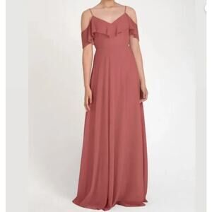 Jenny Yoo Mila Dusty Rose Chiffon Gown Size 10 Bridesmaid, Wedding Guest, Formal